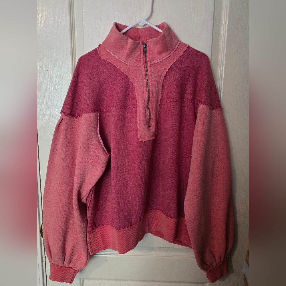 We The Free Two-Tone Pink Cowl Neck Sweater